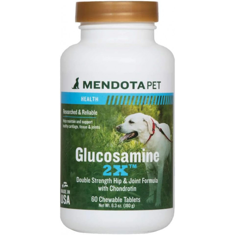 Mendota Pet Glucosamine 2X - 60 Tablets - Dog Hip & Joint Tablets