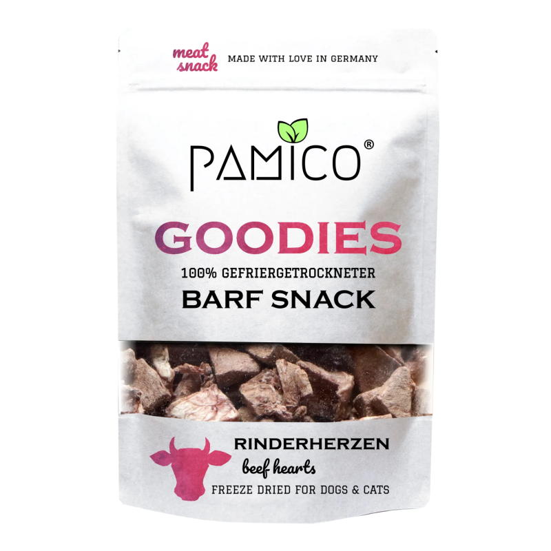 Pamico 100 % jautienos širdys – natūralūs liofilizuoti skanėstai